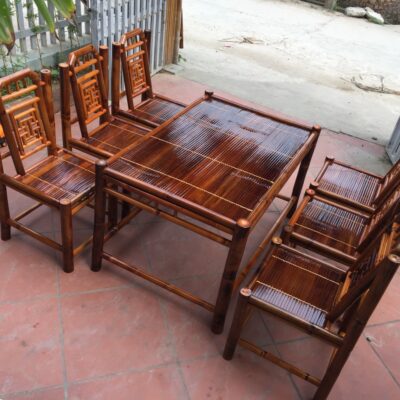 Bàn ghế tre nhà hàng sơn PU