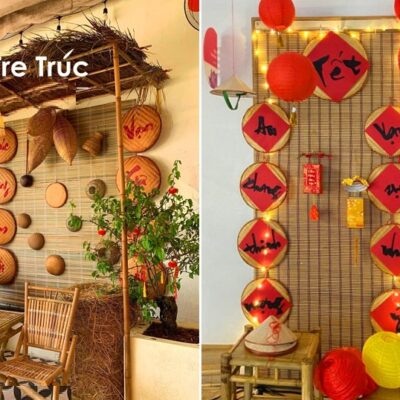 Mành tre trang trí (rèm tre, mành trúc) trang trí tết