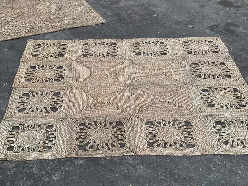 Thảm cói hình chữ nhật viền hoa Thảm cói hình chữ nhật viền hoa
