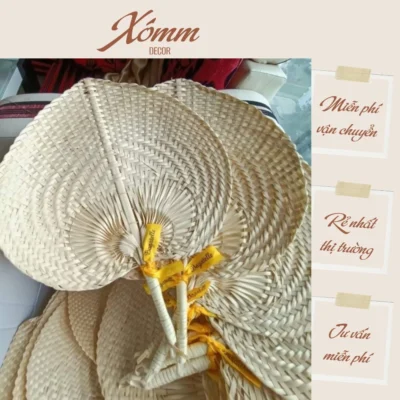 Quạt mây tre đan lá đề cầm tay, quạt nan trang trí tết, decor phòng , quạt treo tường