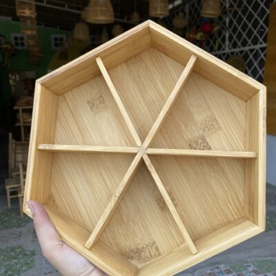 Khay tre lục giác: 25x25x6cm