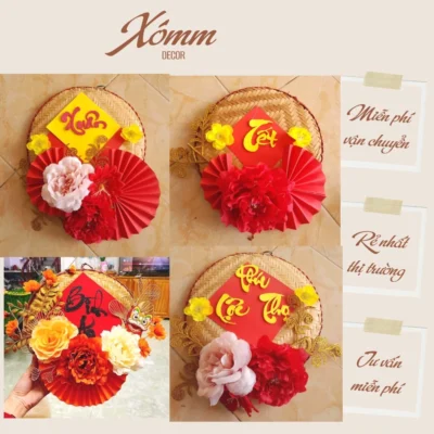 Mẹt hoa trang trí tết , chữ tết , tết cổ truyền