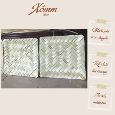 Tấm tre nứa đan, mẹt tre hình vuông trang trí, decor, chụp hình, phên tre, cót tre
