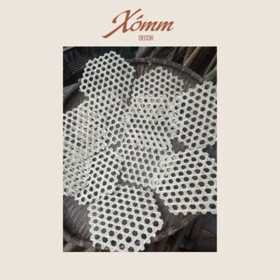 Tấm tre đan, vỉ tre, phên tre hình lục giác decor trang trí tết, nhà cửa, tạo hình giỏ hoa