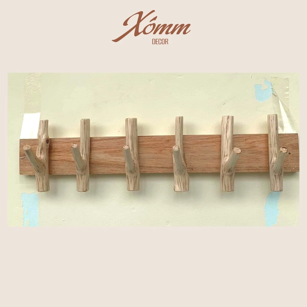 Móc gỗ treo quần áo, treo đồ gắn tường, móc gỗ treo tường trang trí decor, phong cách vintage