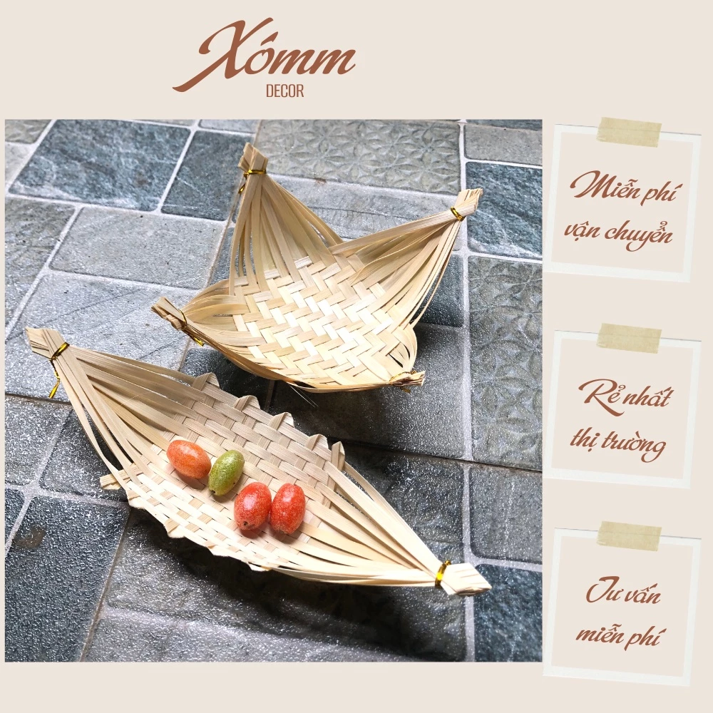 Thuyền tre, đĩa tre, mẹt tre hình thuyền đựng đồ ăn quán cafe, nhà hàng, trang trí decor chụp hình Thuyền tre, đĩa tre, mẹt tre hình thuyền đựng đồ ăn quán cafe, nhà hàng, trang trí decor chụp hình