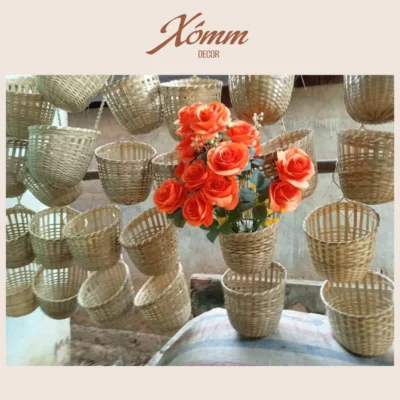 giỏ tre đan tự nhiên trang trí decor, giỏ hoa, mây tre đan