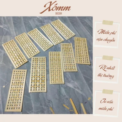 phên tre, tấm tre đan hình chữ nhật trang trí decor tết, góc mầm non, nan tre, phụ kiện cắm hoa