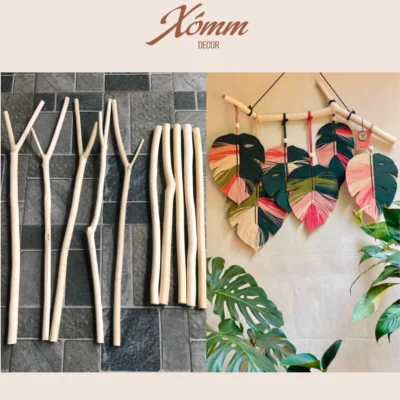 Cành cây gỗ làm rèm macrame, thanh treo quần áo, trang trí decor. nhánh cây khô, cành cây khô decor