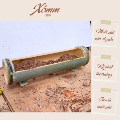 Khay tre, chậu tre tự nhiên trồng cây, sen đá, trang trí decor