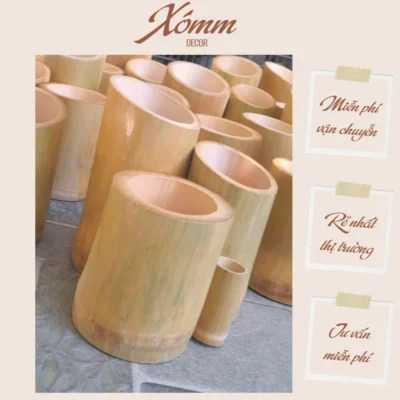 ống đũa tre bộ 4 ống đựng giấy, muỗng đũa, ống tre decor, trang trí cắm hoa ống đũa tre quán bún đậu