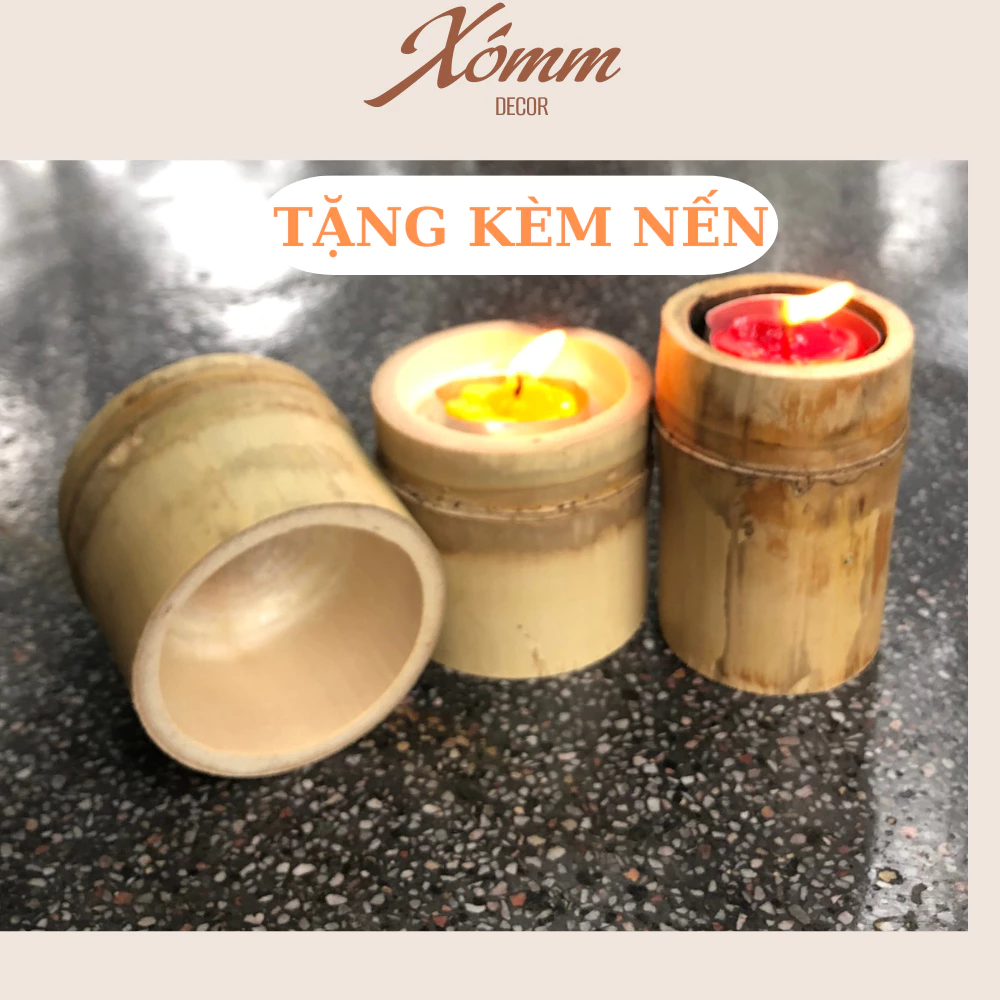 Chân đế tre để nến - Tặng kèm nến. ống tre tre tự nhiên decor trang trí, phong cách vintage Chân đế tre để nến - Tặng kèm nến. ống tre tre tự nhiên decor trang trí, phong cách vintage