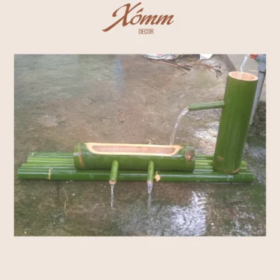 Thác nước tre trang trí tiểu cảnh, lọc nước bể cá, decor sân vườn