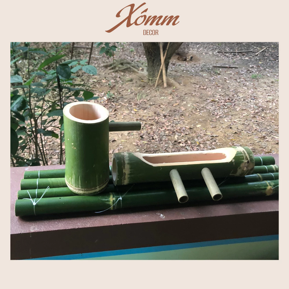 Bộ thác nước tre trang trí decor tiểu cảnh sân vườn, lọc nước cho bể cá Bộ thác nước tre trang trí decor tiểu cảnh sân vườn, lọc nước cho bể cá