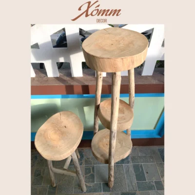 Đôn ghế gỗ tự nhiên, ghế đẩu, kệ gỗ trang trí decor phong cách vintage