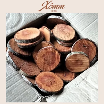 Khoanh gỗ tròn 14-20cm, lát gỗ, miếng gỗ vân tròn trang trí decor, dán tường, phụ kiện chụp hình