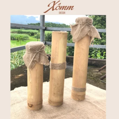 ống tre kèm vải + dây nơ decor trang trí, ống tre đựng tranh, làm quà tặng, ống cắm hoa