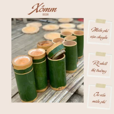 Cốc tre có nắp đựng kem, trà sữa, thức ăn bằng tre tự nhiên, cốc tre, ly tre decor nhà hàng