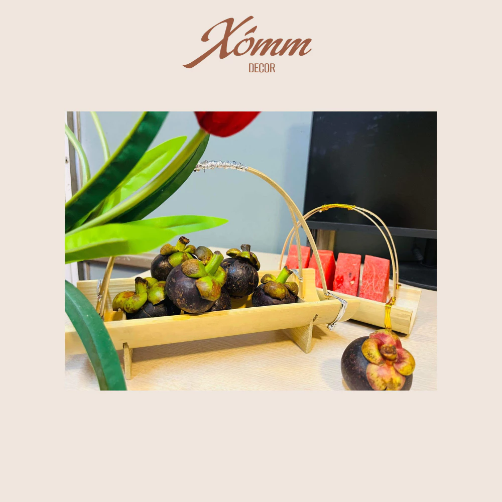 Khay tre có quai, đĩa tre đựng đồ ăn, sushi, khăn giấy, decor cho nhà hàng khách sạn