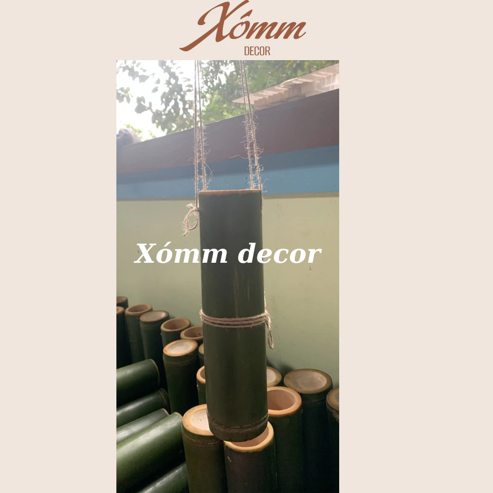 ống tre tự nhiên cắm hoa treo tường trang trí decor