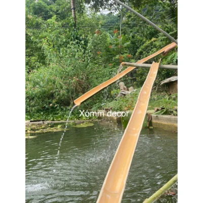 Khay ống tre dài 2m làm mì trôi ống tre , máng nước chảy trang trí decor