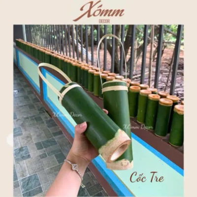 Cốc tre, ống tre tự nhiên đựng cafe , trà sữa , trà trái , ống hút tre, quai xách tre