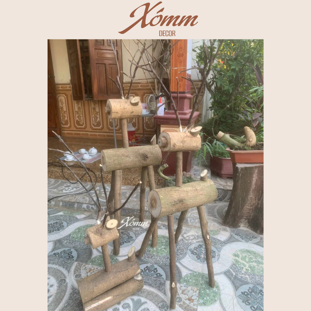 Tuần lộc gỗ decor trang trí noel ,giáng sinh, hươu nai gỗ noel
