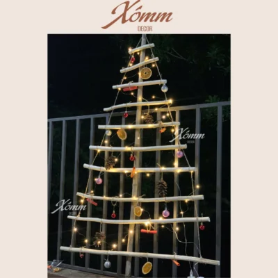 cây thông gỗ treo tường(kèm phụ kiện) trang trí decor giáng sinh, cây thông noel bằng gỗ