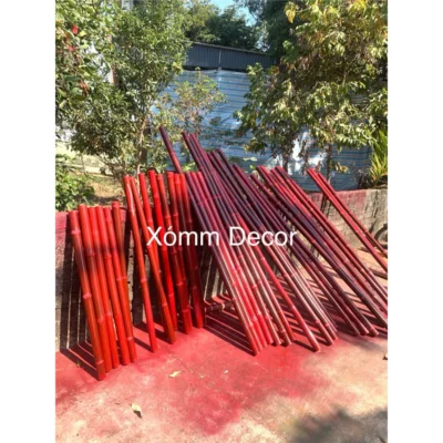 Thanh tre đỏ trang trí decor , cây tre trang trí tết , giáng sinh
