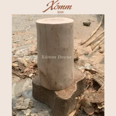 Trụ gỗ tròn nguyên khối , đôn gỗ đk 18-20cm, cao 50cm